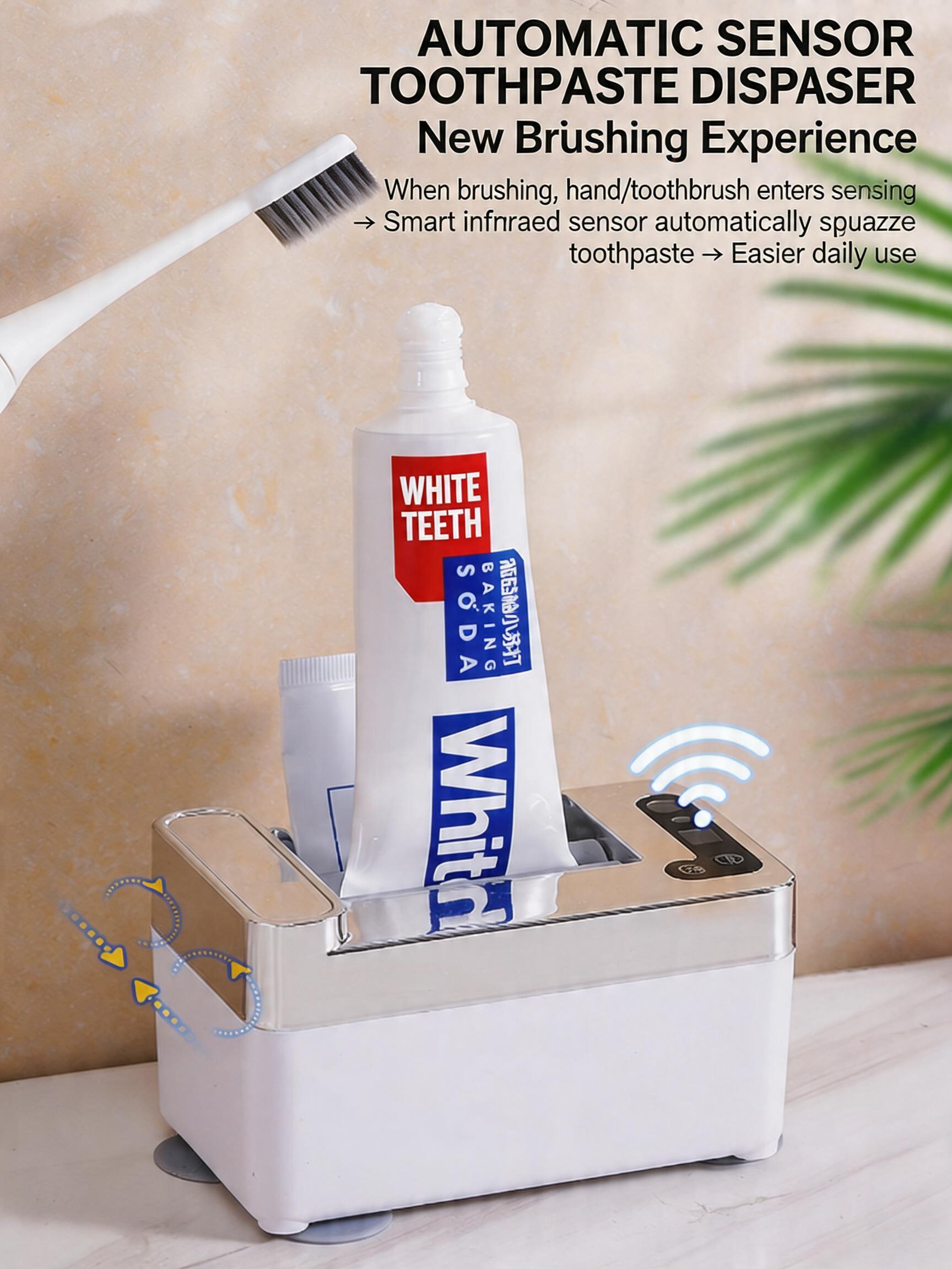 EST Automatic Sensor Toothpaste Dispenser, Rechargeable/Battery Operated Electric Squeezer for Bathroom