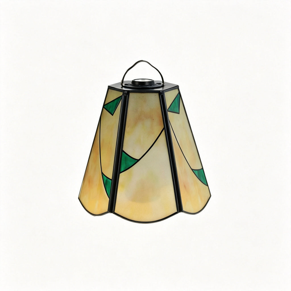 YAP Custom Made 2Pcs Stained Glass Copper Foil Inlay Replacement Lamp Shade, Chinese Geometric Lampshade