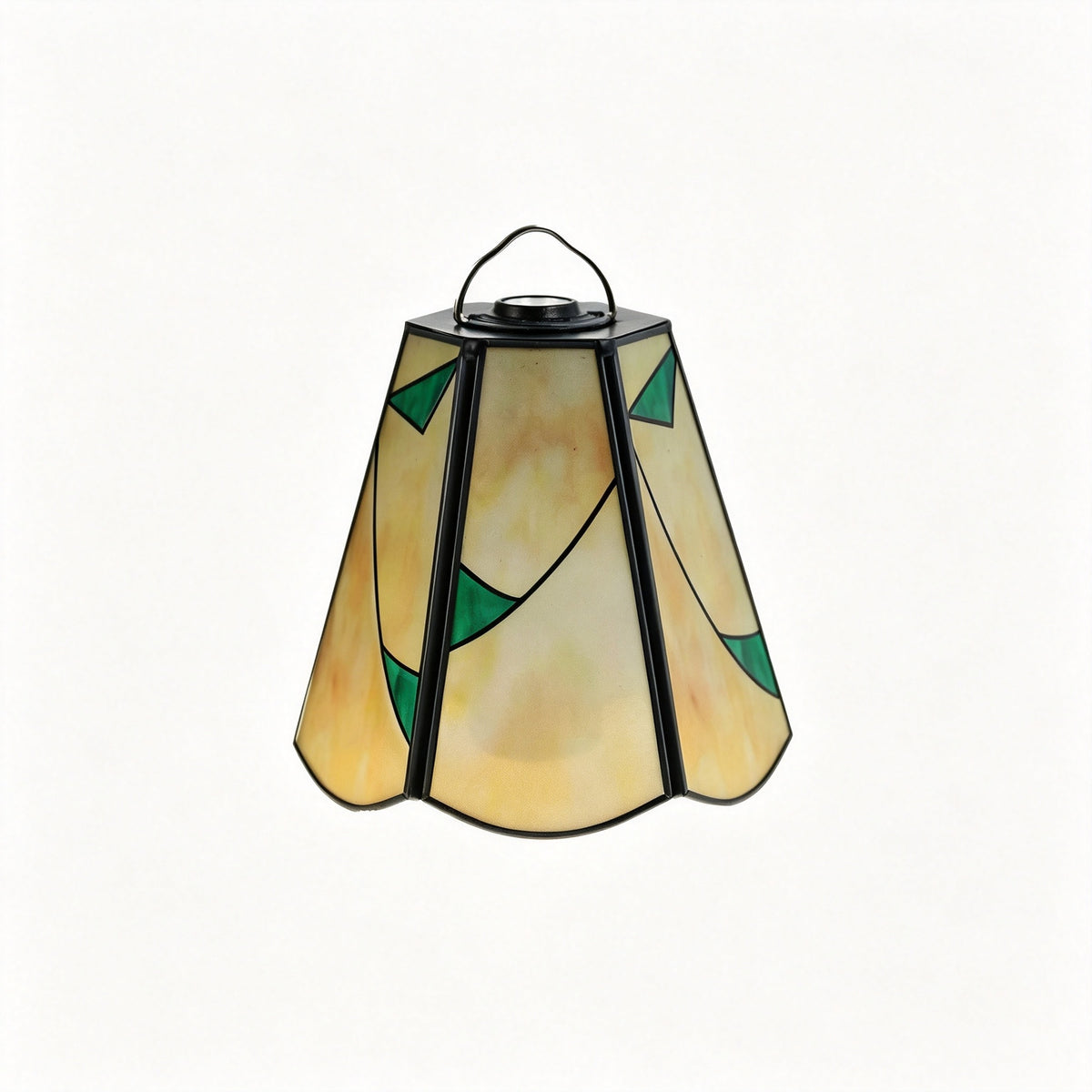 YAP Custom Made 2Pcs Stained Glass Copper Foil Inlay Replacement Lamp Shade, Chinese Geometric Lampshade