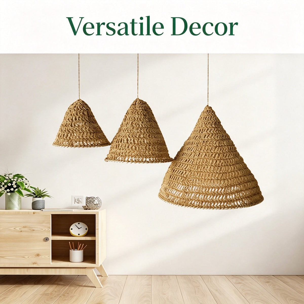 JXG Hand Woven Linen Style Pendant Lampshade Boho Handmade Ceiling Lamp Shade for Home Cafe Decor