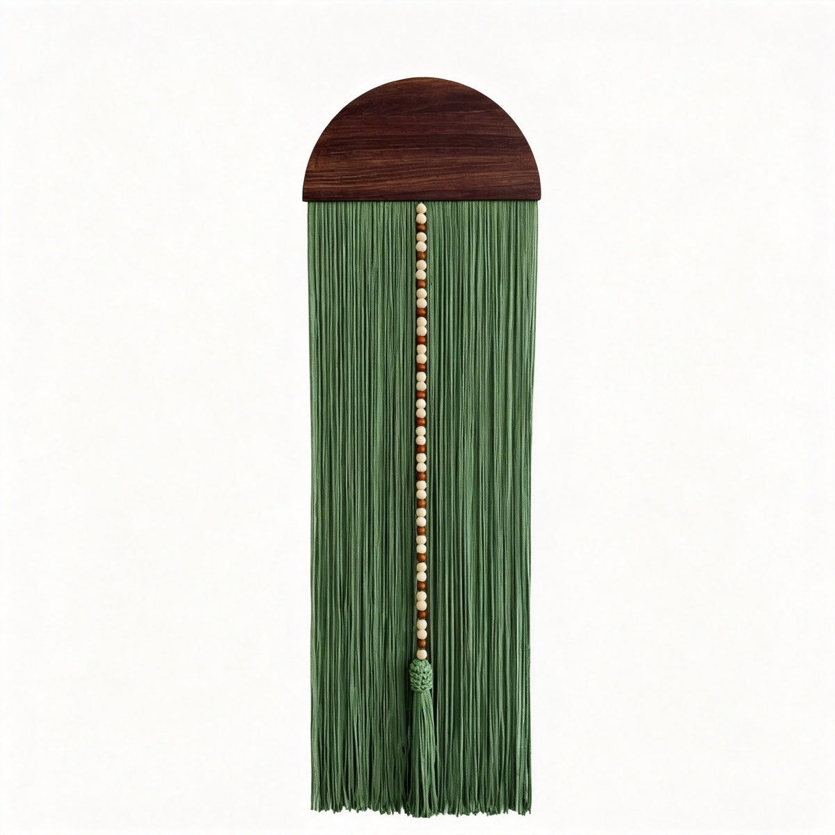 JXG Handwoven Macrame Wall Hanging Half‑Round Wood Board Tassel Tapestry Boho Wall Decor for Living Room Bedroom Cafe