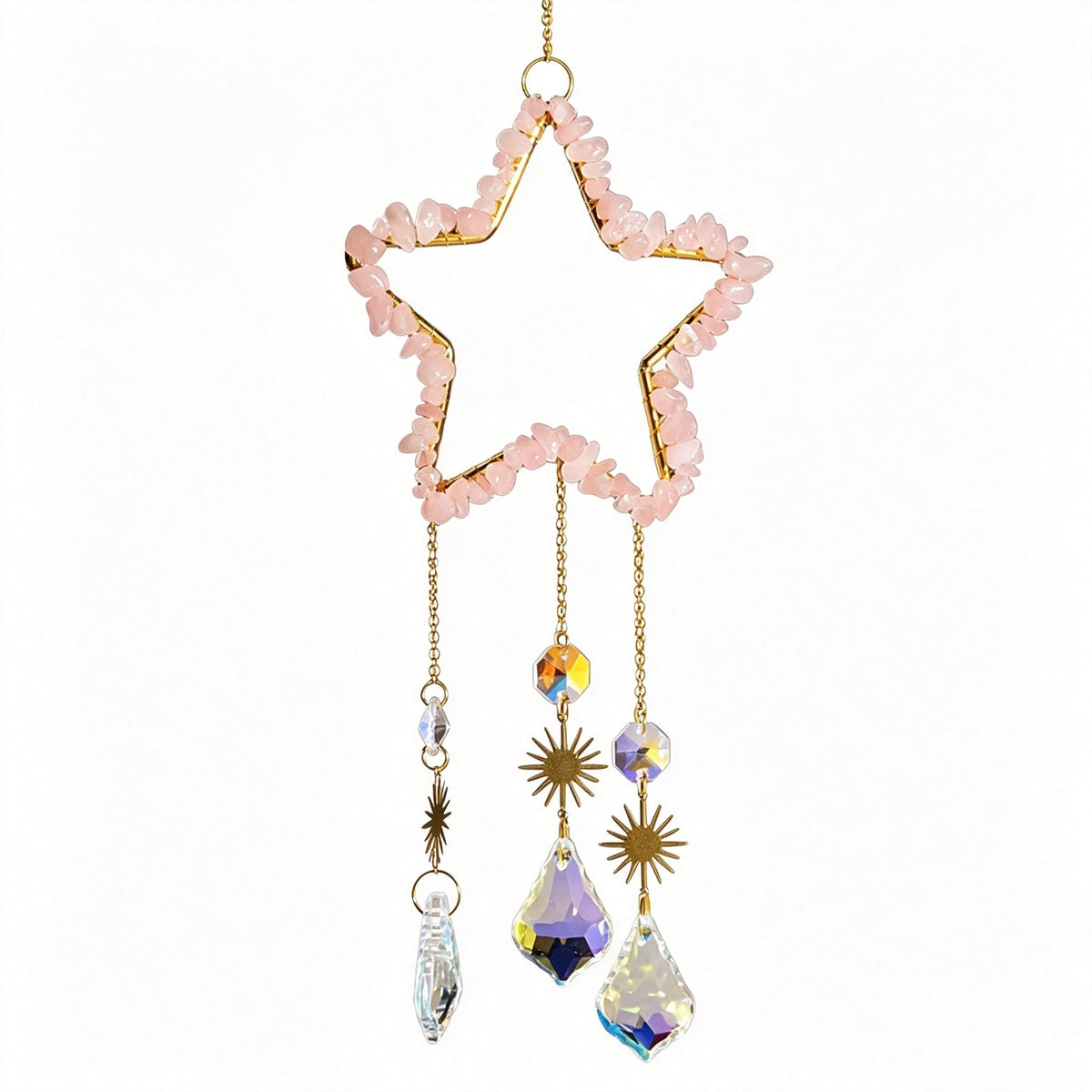 RYS Natural Crystal Chips Star Sun Catcher Hanging Ornament