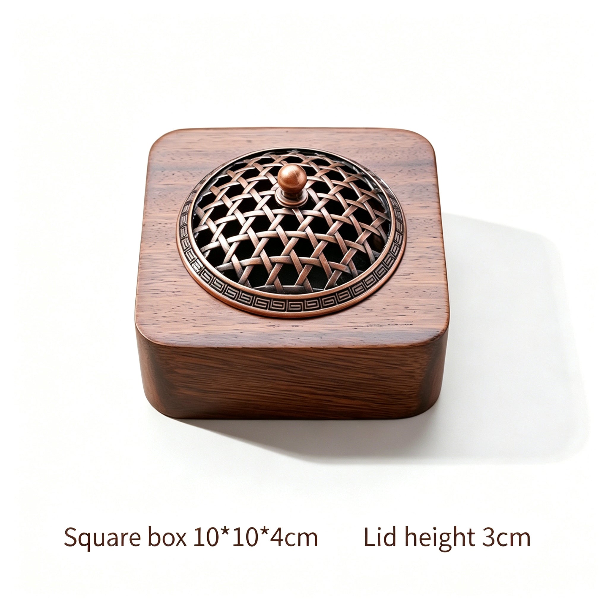 RYS Premium South American Walnut Incense Burner - Square Zen Censer for Crystal Cleansing & Home Aromatherapy