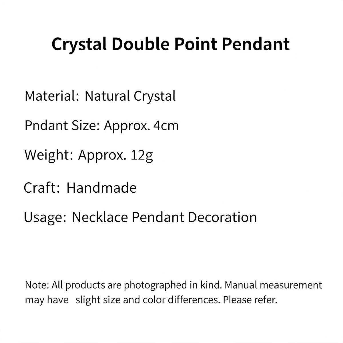RYS Natural Crystal Double‑Point Hexagonal Column Moon Pentagram Sweater Chain
