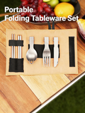 SNR Reines Titan Faltbares Besteckset, Leichtgewicht Gabel Löffel Essstäbchen 4-teiliges Set für Outdoor Camping