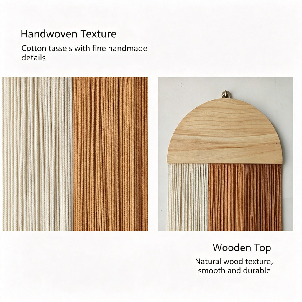JXG Round Wooden Tassel Wall Hanging Handwoven Macrame Wall Decor for Bedroom Cafe Airbnb