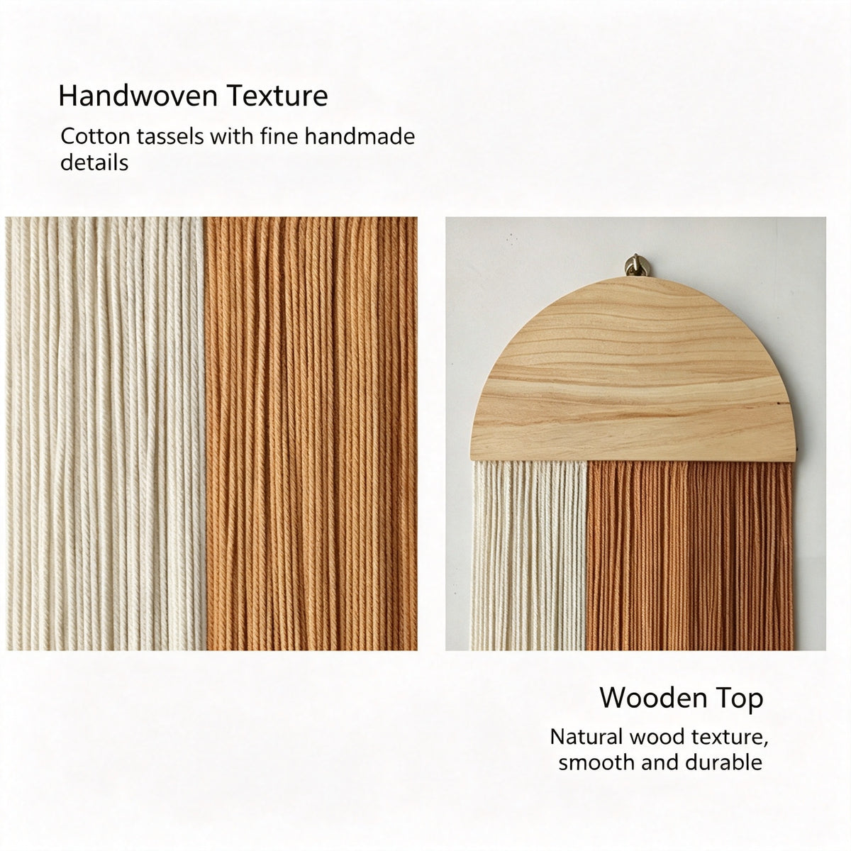 JXG Round Wooden Tassel Wall Hanging Handwoven Macrame Wall Decor for Bedroom Cafe Airbnb