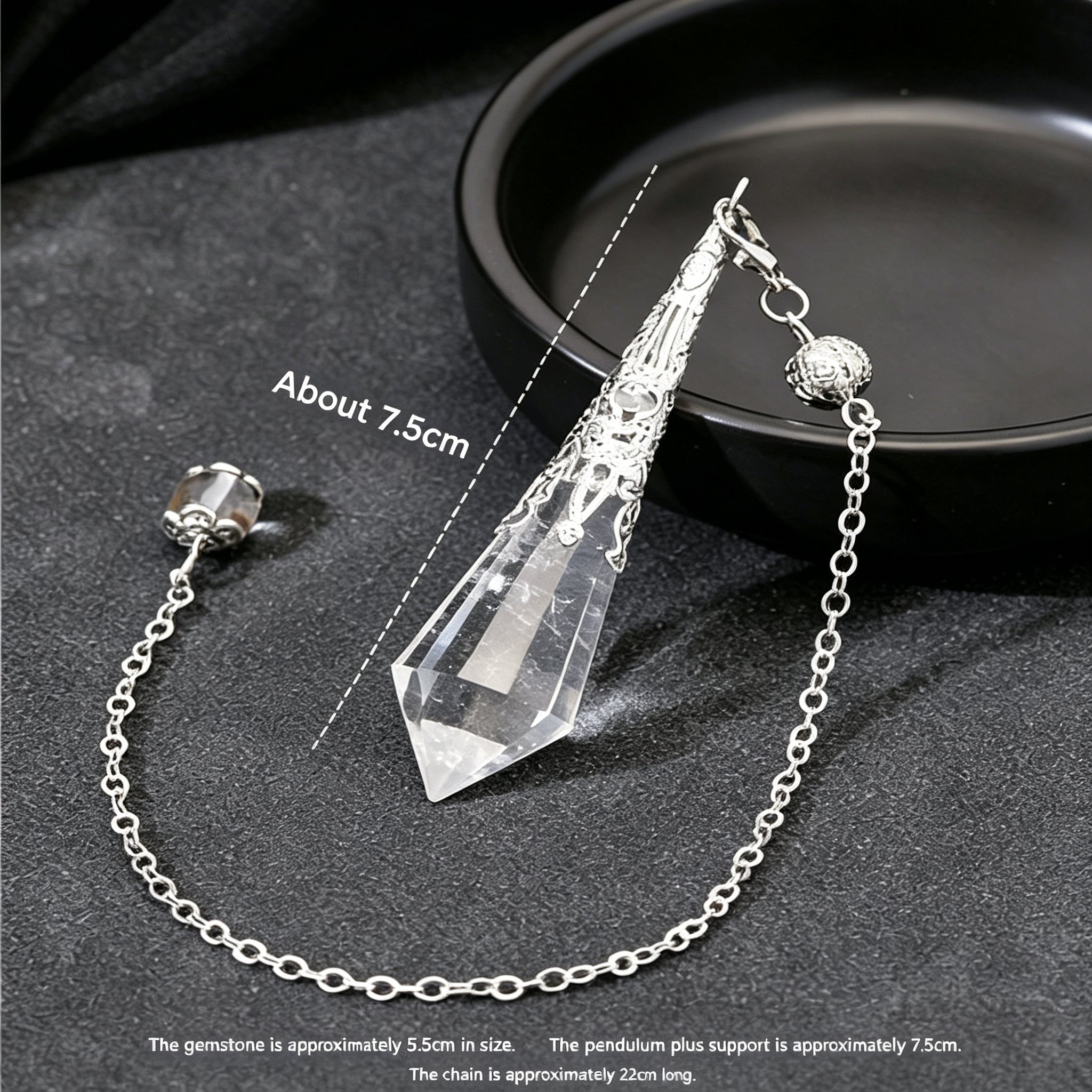 RYS 12 Facet Natural Crystal Pendulum Pendant, Raw Stone Dowsing Pendulum for Meditation Divination, Healing Crystal Jewelry