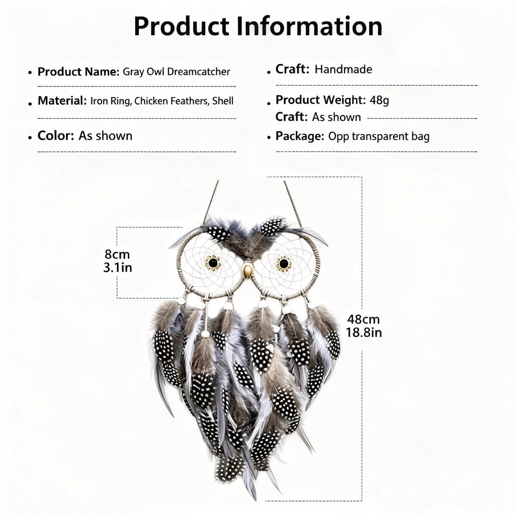 MGY Owl Wisdom Bird Dreamcatcher, Hand‑Woven European Style Home Wall Hanging Decor