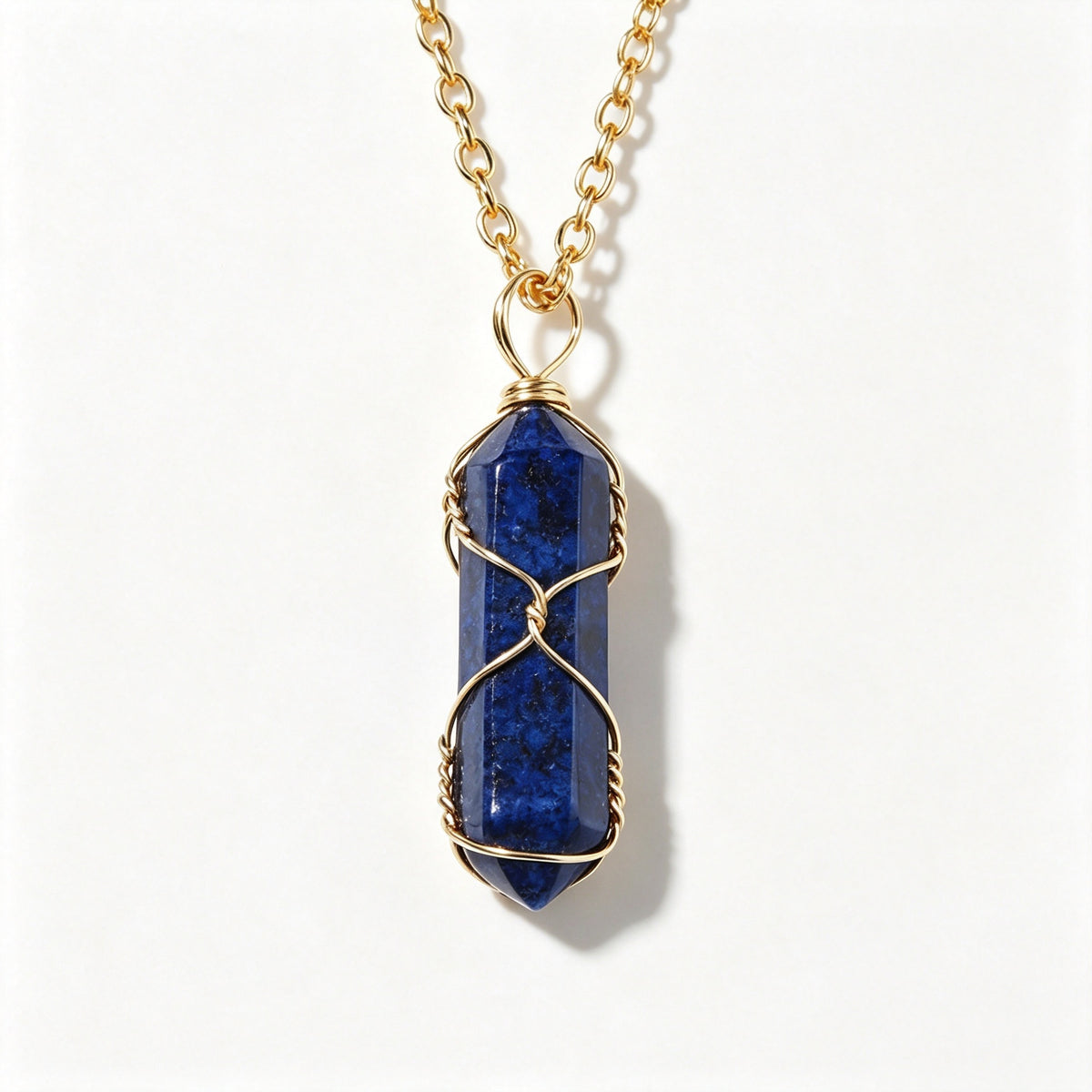 RYS Natural Hand Wire Wrapped Crystal Point Pendant Necklace, Minimalist Daily Jewelry Gift