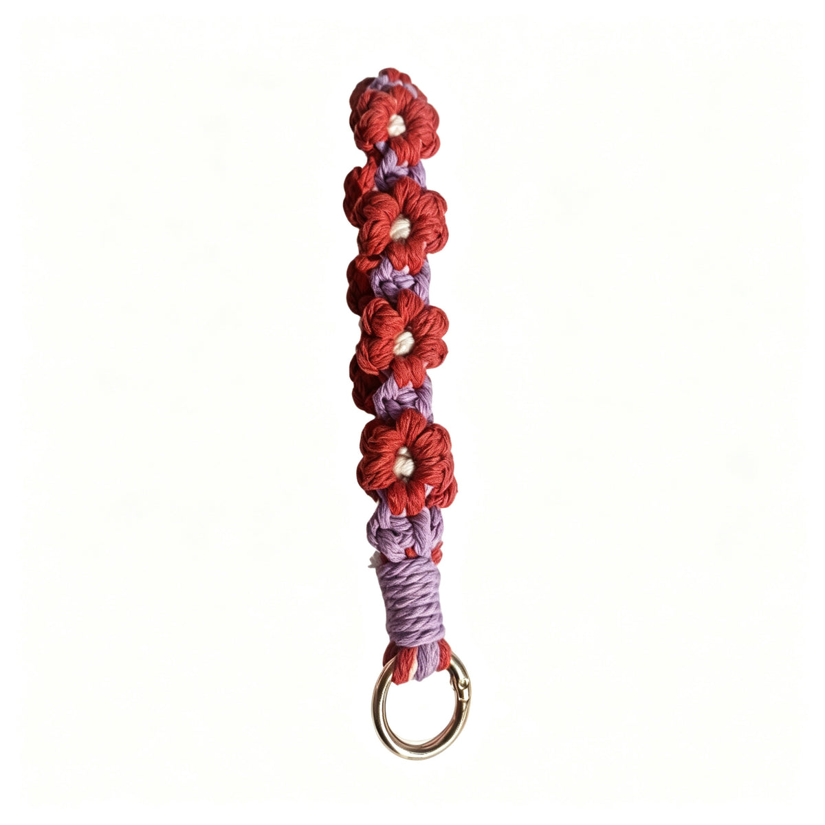 JXG Handwoven Daisy Macrame Keychain Wristlet Boho Cotton Flower Key Ring Bag Charm