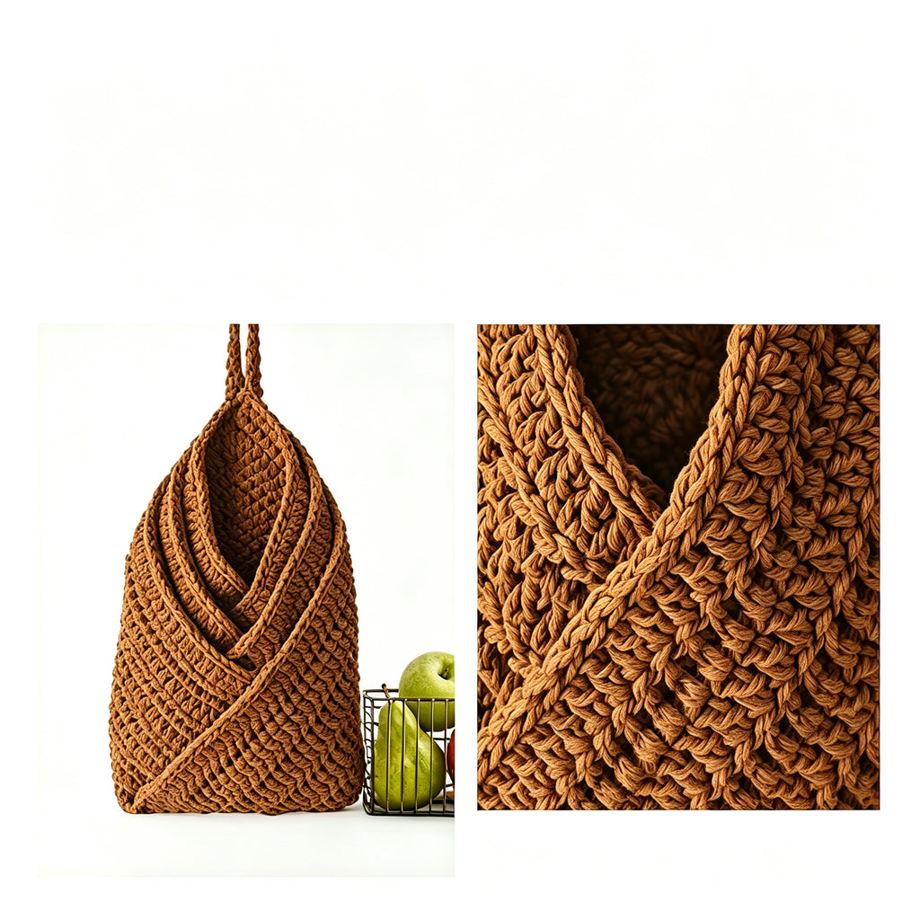 JXG Hand Crochet Cotton Wall Hanging Storage Basket Kitchen Fruit Vegetable Organizer Home Decor