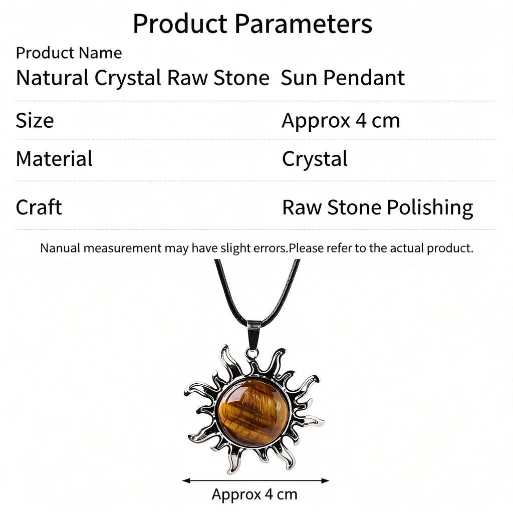 RYS Natural Gemstone Sun Pendant Vintage Alloy Charm for Necklace Jewelry Making