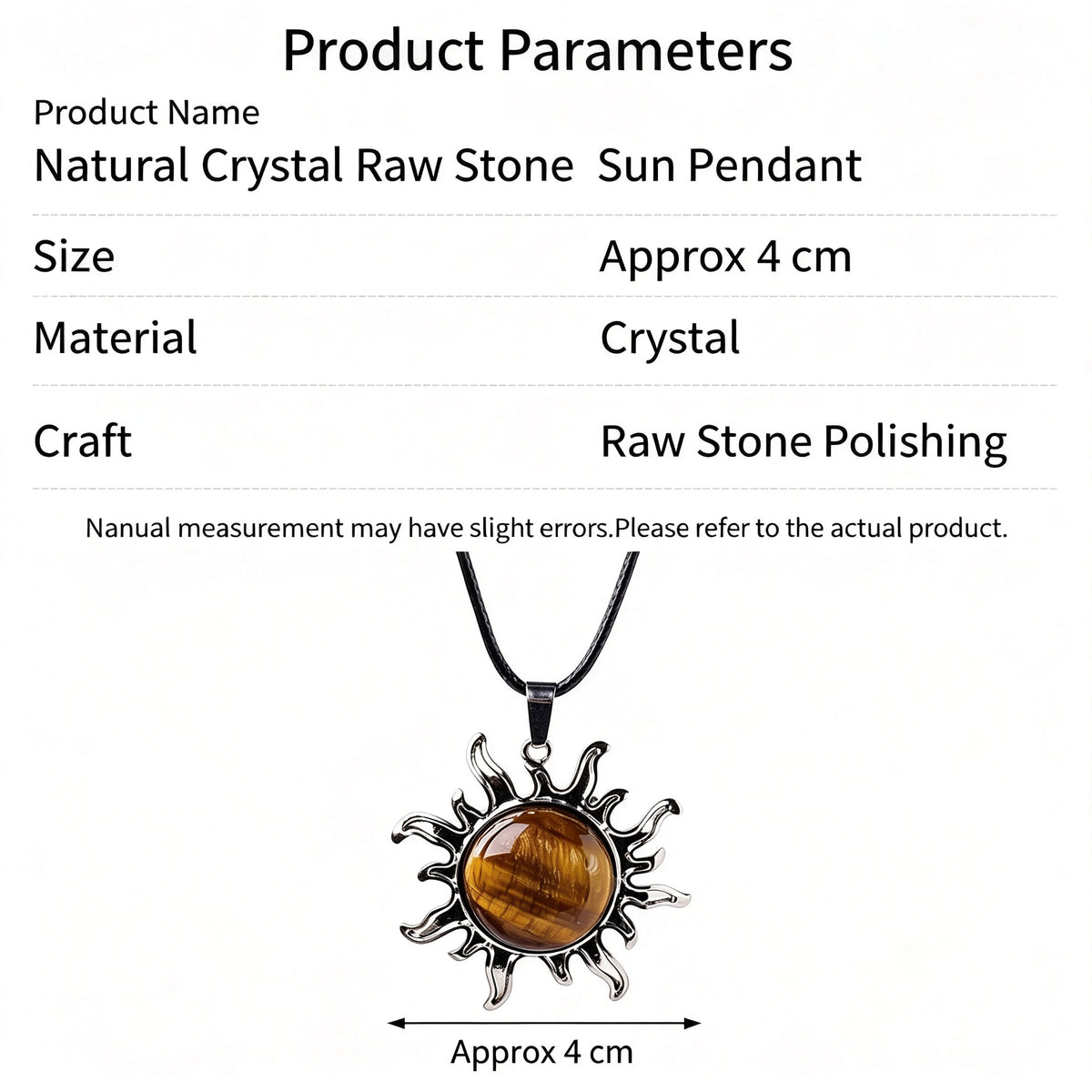 RYS Natural Gemstone Sun Pendant Vintage Alloy Charm for Necklace Jewelry Making