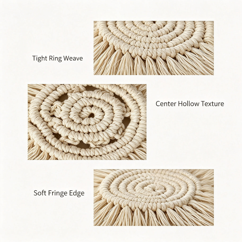 JSE Handwoven Cotton Cord Coasters Boho Absorbent Drink Mats