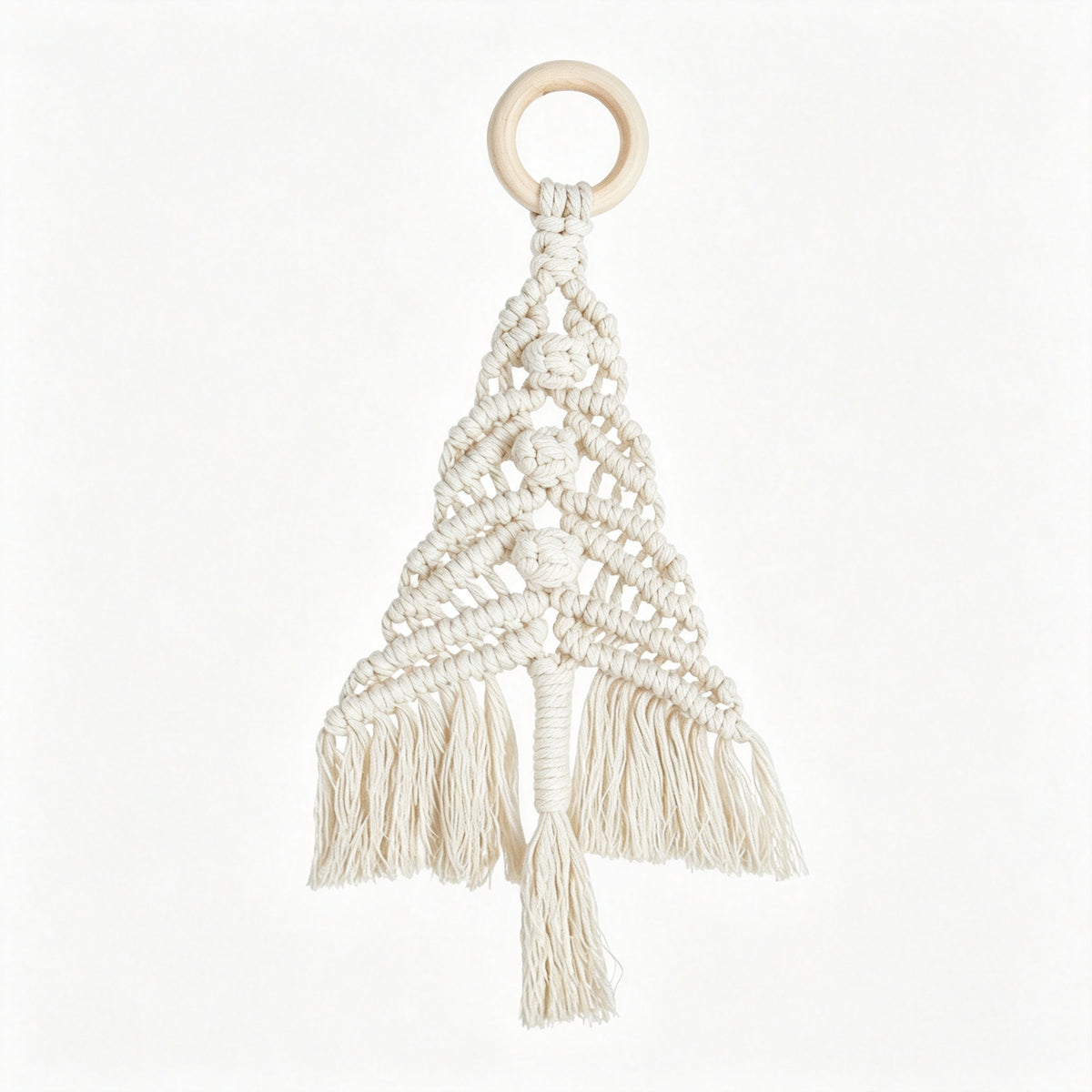 JSE Handwoven Cotton Cord Christmas Tree Wall Hanging Boho Holiday Decor