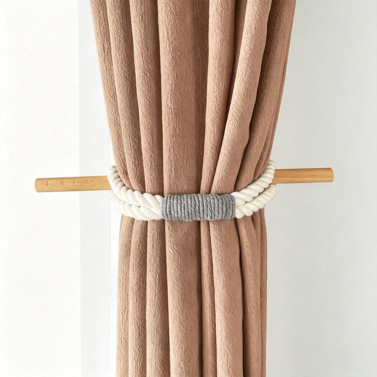 JXG Handwoven Cotton Curtain Tie Backs Boho Rope Tiebacks Set of 2