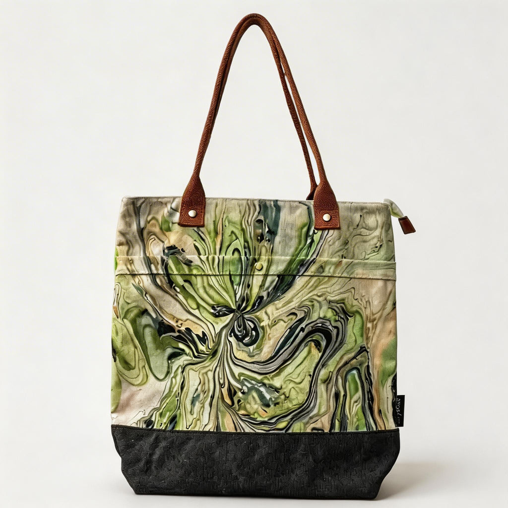 CMB Handcrafted Lacquer Color-Block Canvas Tote Bag