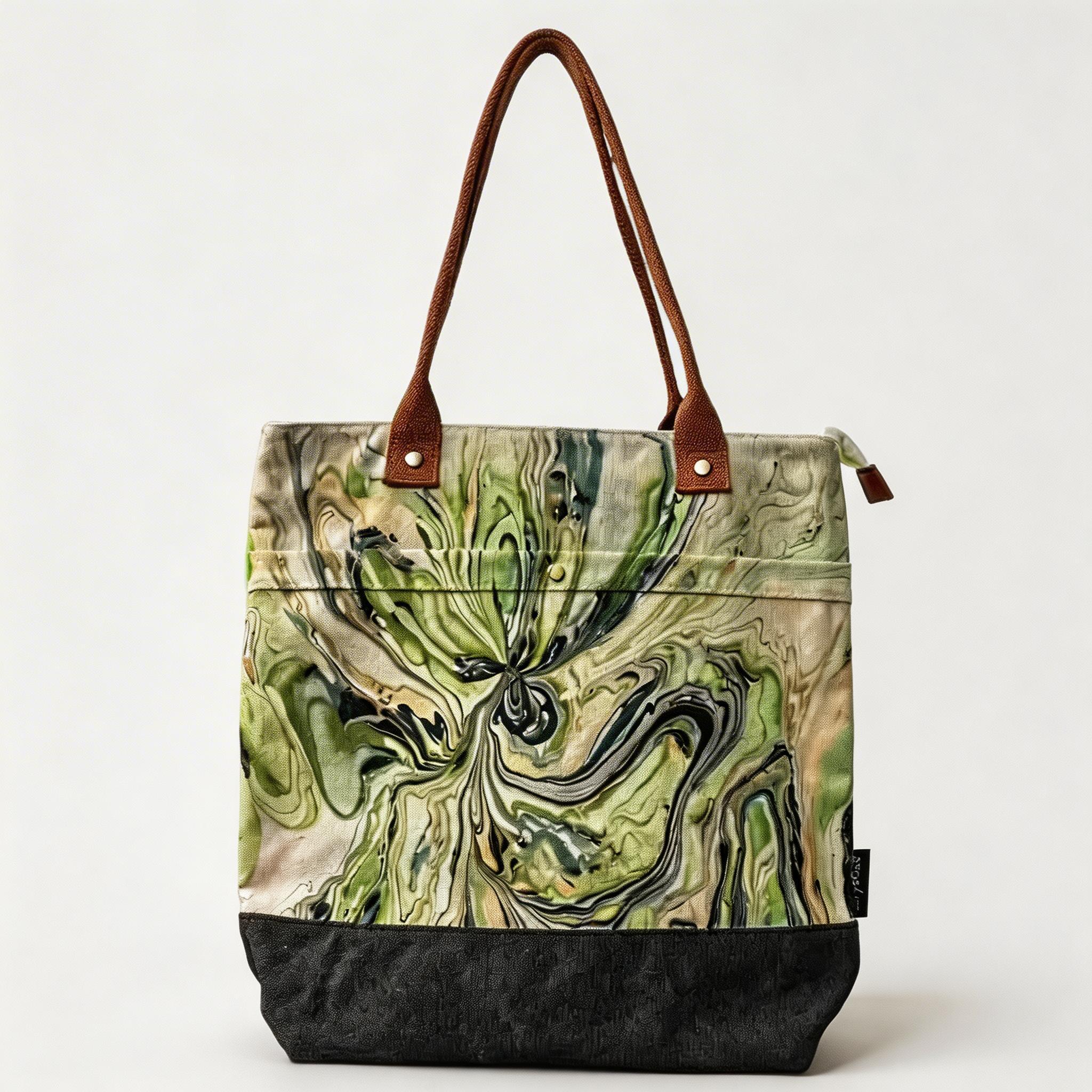 CMB Handcrafted Lacquer Color-Block Canvas Tote Bag