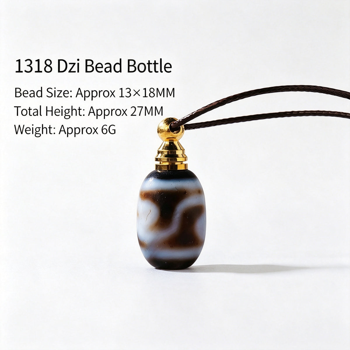 RYS Natural Agate Crystal Essential Oil Bottle, Hand Polished Raw Stone Aroma Perfume Vial Pendant, No Cord