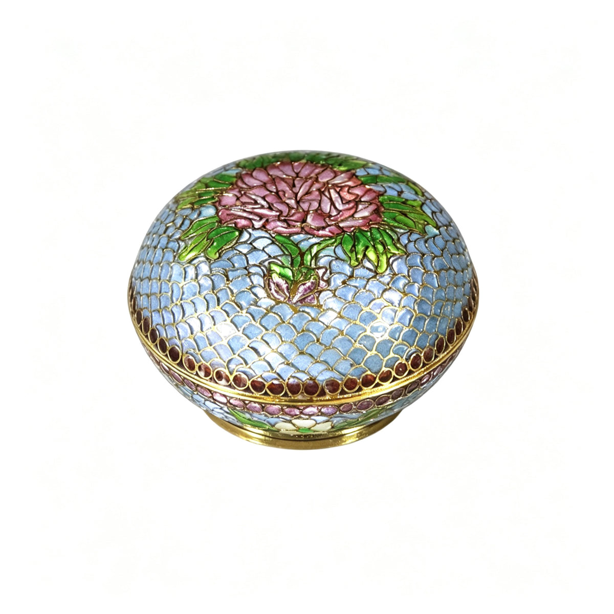 JCJ Traditional Chinese Transparent‑Blue Cloisonne Trinket Box, Hand‑made Body‑removed Enamel Jewelry Casket, Collectible Art Gift