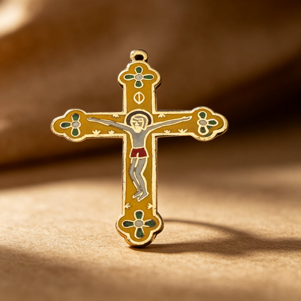 JCJ Vintage Cloisonne Cross Pendant Enamel Charms DIY Jewelry Making