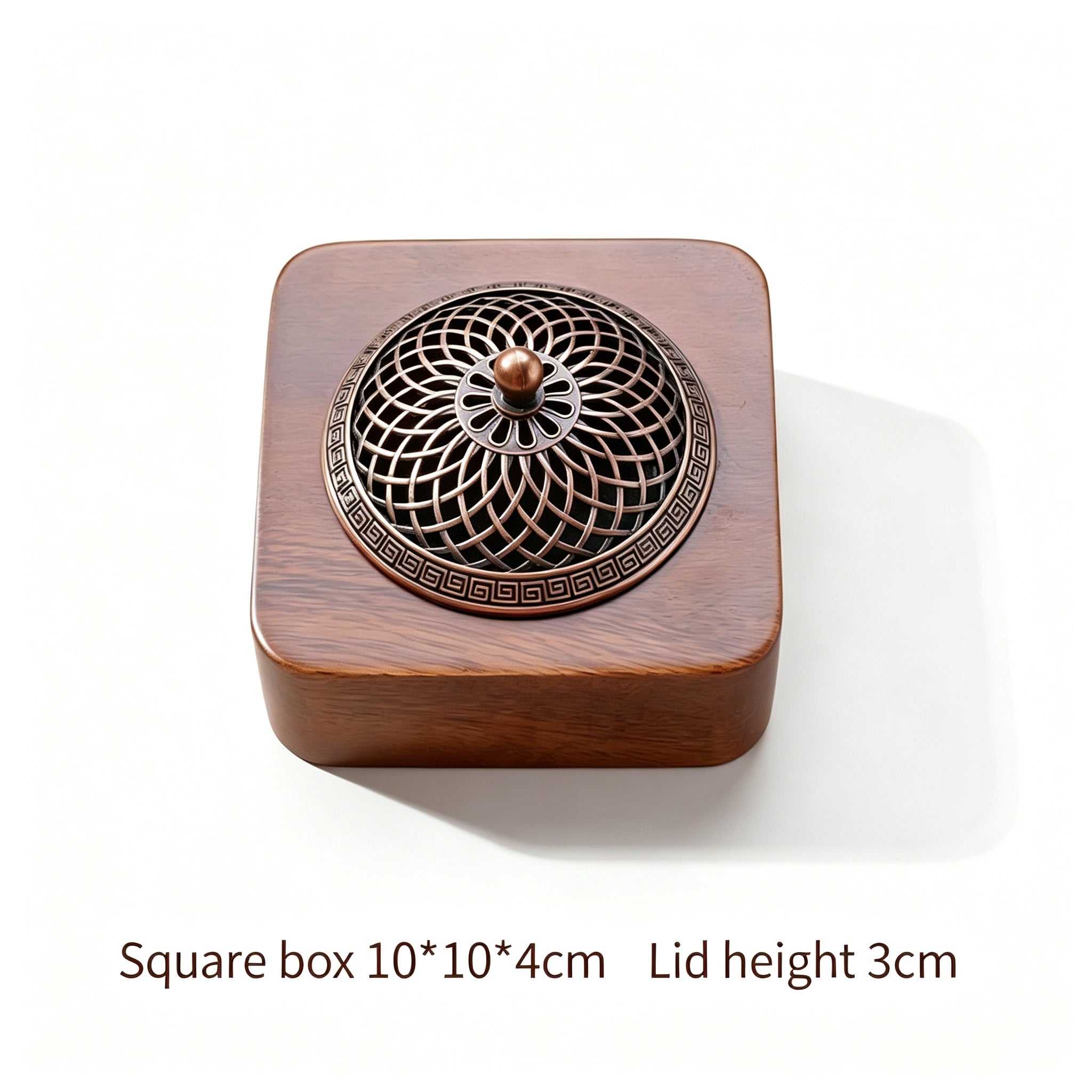 RYS Premium South American Walnut Incense Burner - Square Zen Censer for Crystal Cleansing & Home Aromatherapy