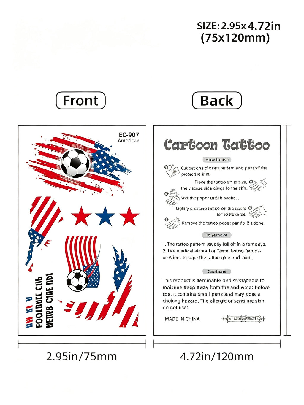 RCT 2026 World Cup Waterproof Flag Temporary Tattoos – 5 Pack | Safe Soy Ink, RoHS CE CPC UKCA Certified
