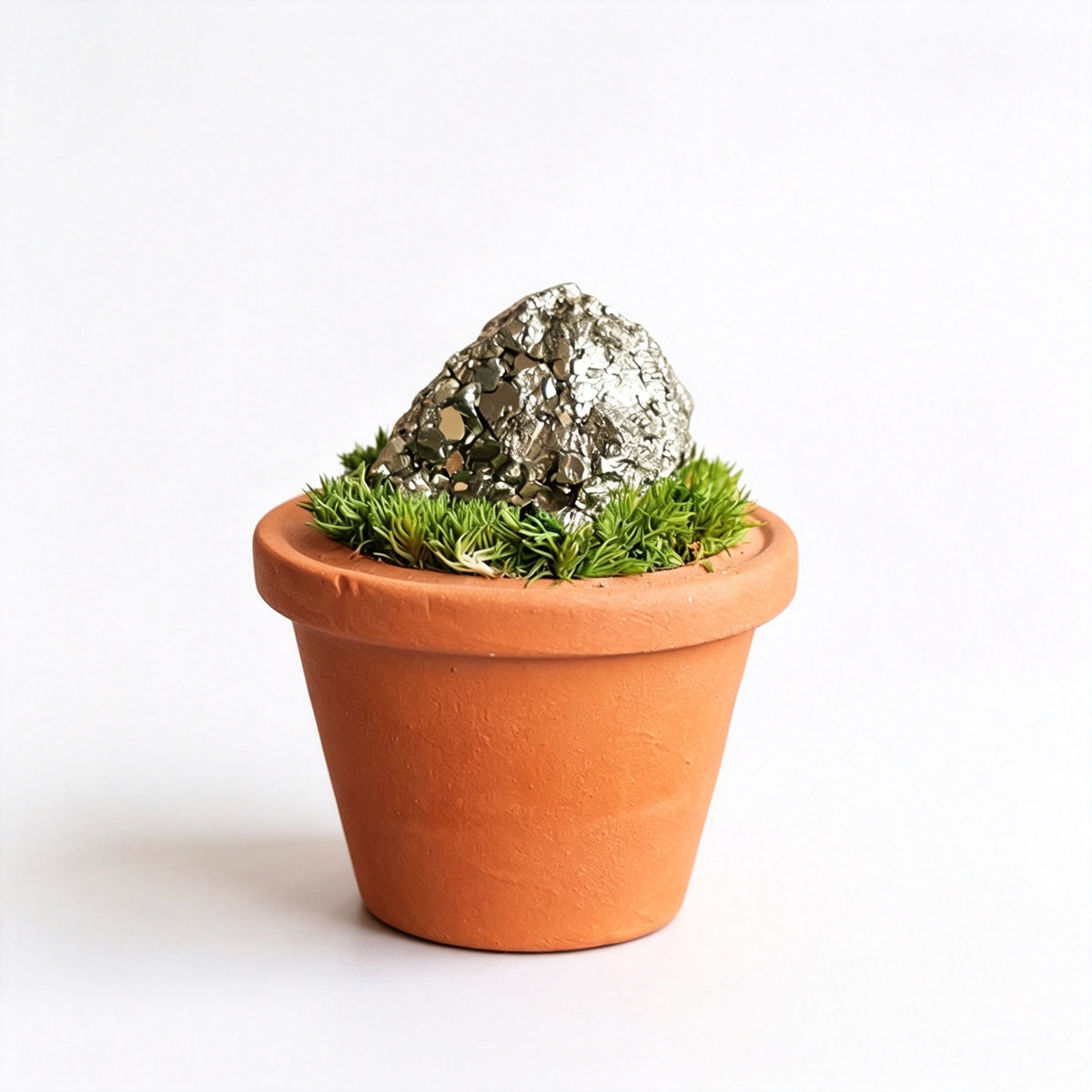 RYS Natural Crystal Raw Ore Ceramic Pot Bonsai, Gemstone DIY Potted Ornament, Home Desktop & Car Decor