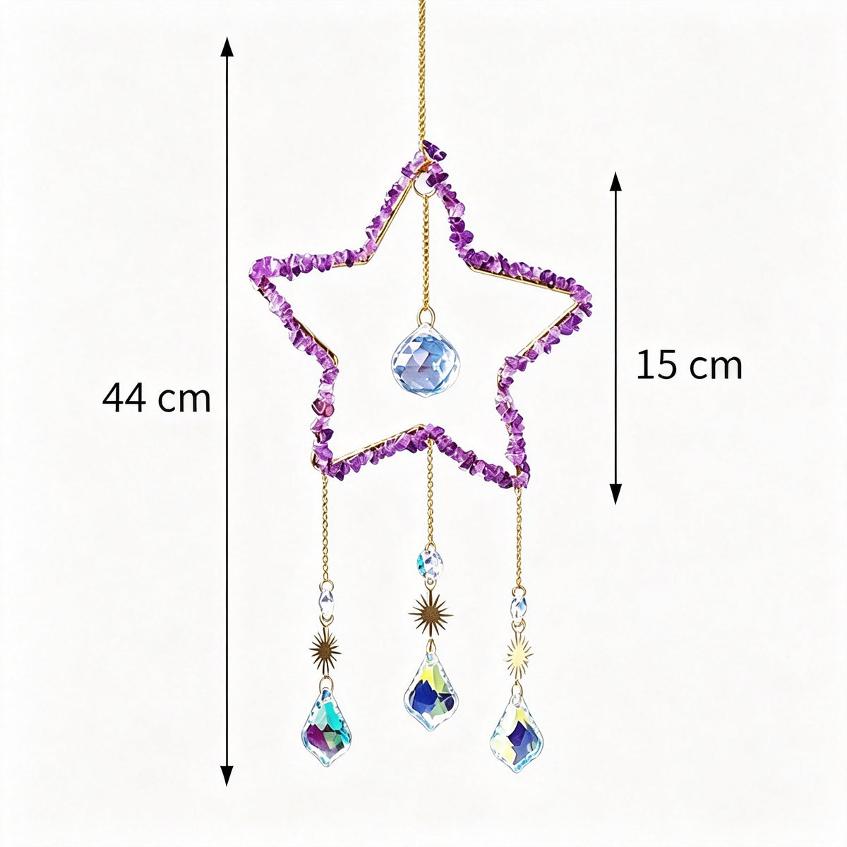 RYS Natural Crystal Chips Star Sun Catcher Hanging Ornament