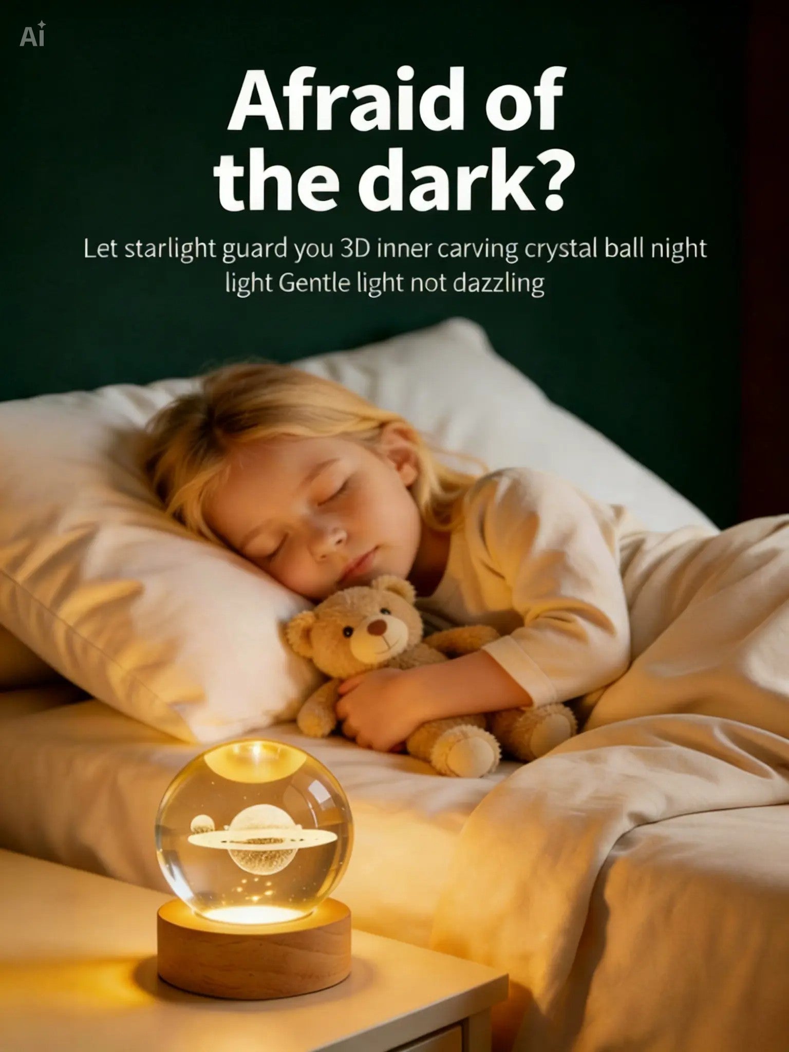 RYS 3D Inner Carving Crystal Ball Night Light | Starry Sky Planet USB Lamp | Home Decor & Creative Gift