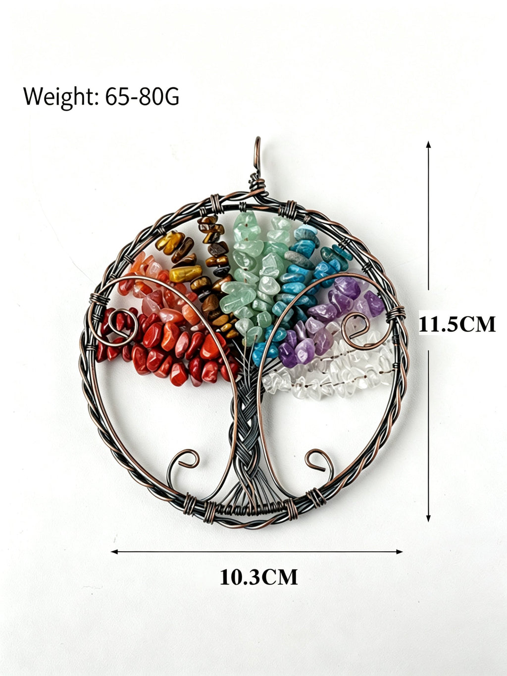RYS Natural Crystal Chips Tree of Life Pendant Car Hanging