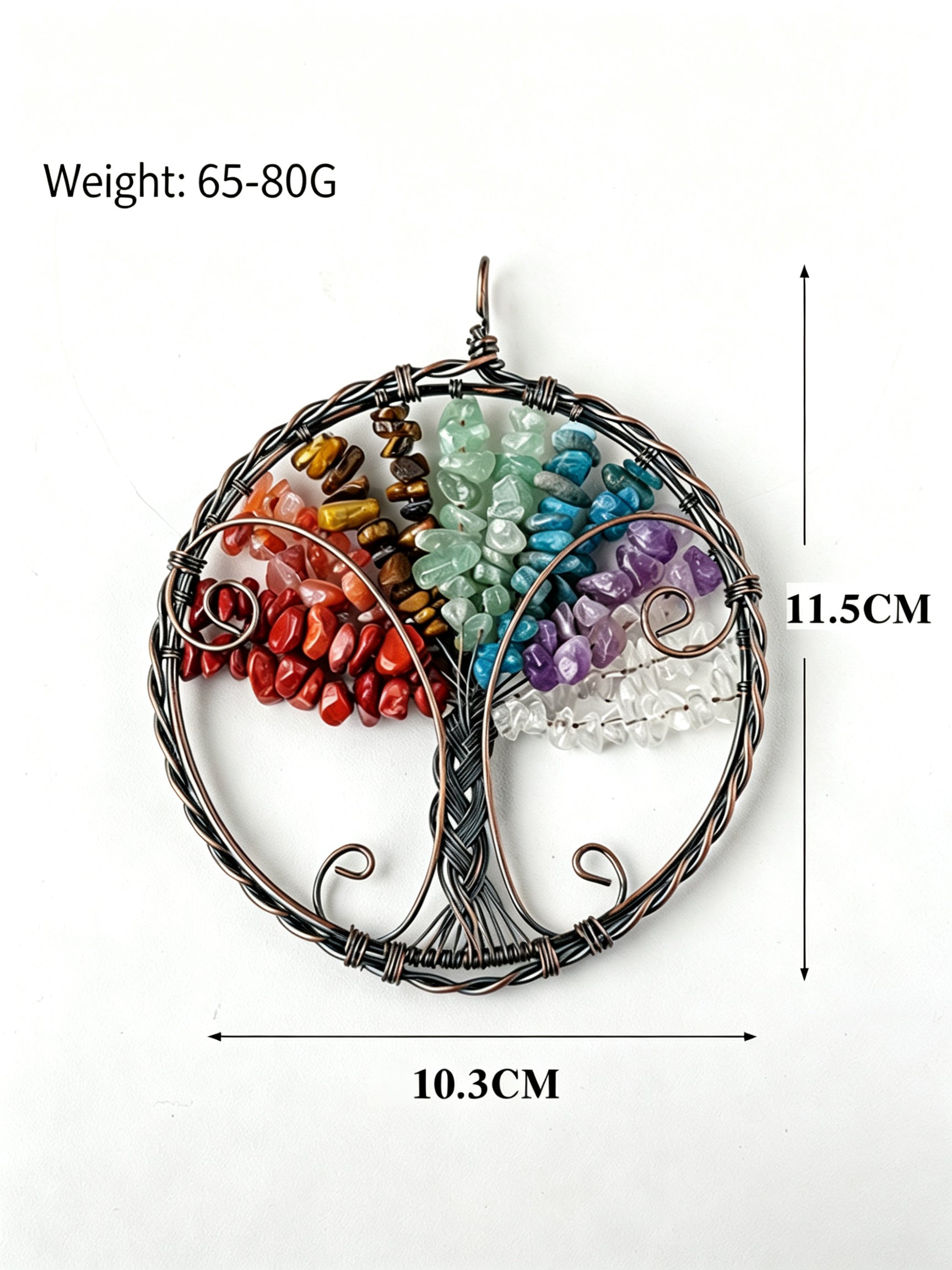 RYS Natural Crystal Chips Tree of Life Pendant Car Hanging
