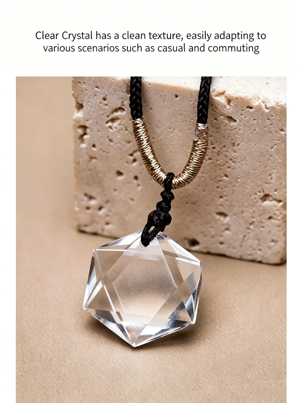 RYS Natural Clear Quartz Hexagram Pendant Necklace, 2CM Faceted Star Cut Raw Crystal Necklace, Minimalist Gemstone Jewelry Gift
