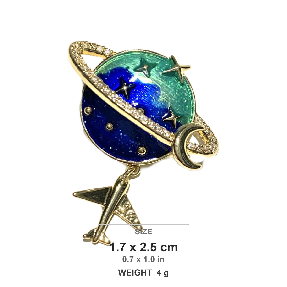 QZY Enamel Star Moon Airplane Brooch Cute Planet Pin Sweater Accessory