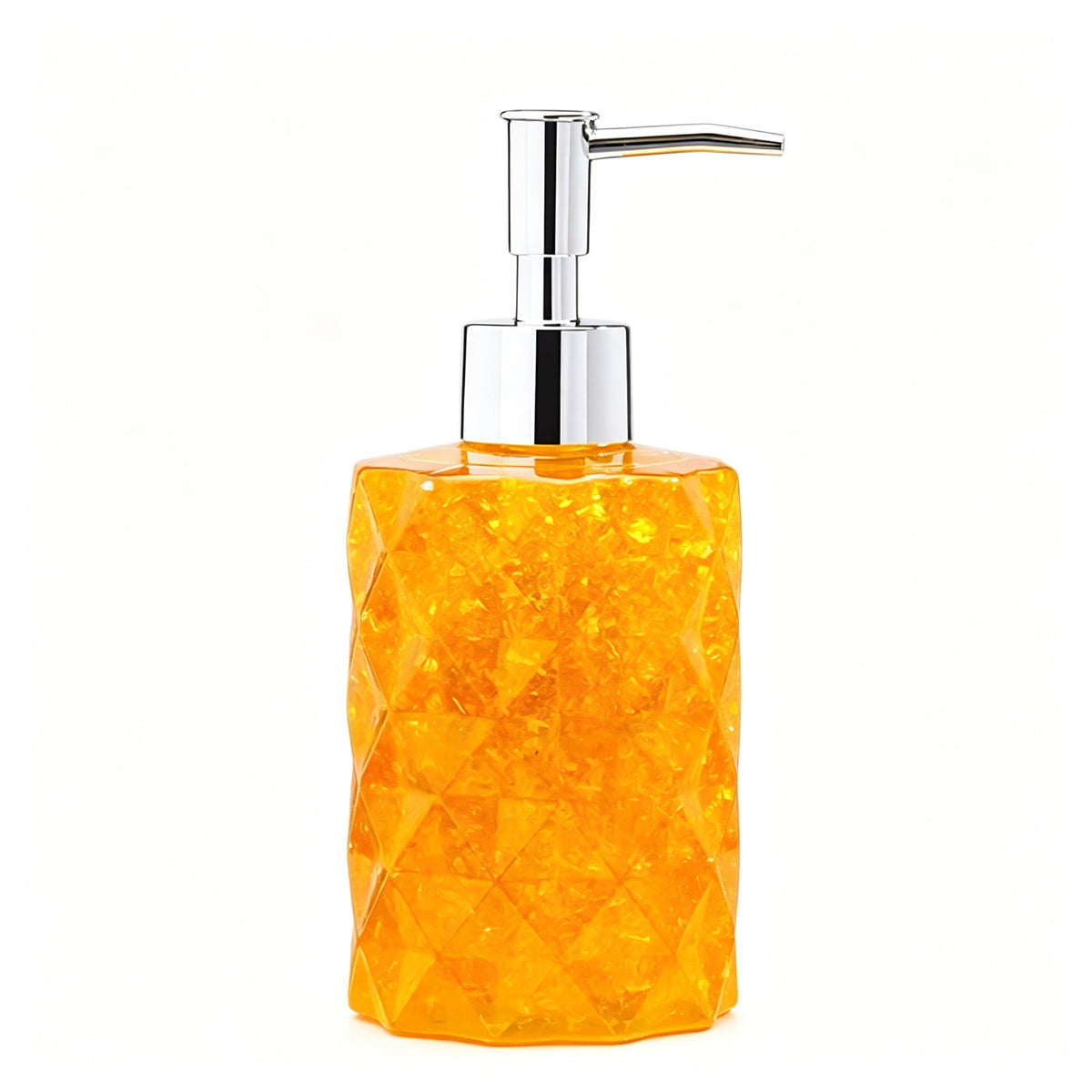 RYS Natural Crystal Chips Resin Soap Dispenser, Press‑Type Refillable Lotion Bottle for Bathroom Vanity Decor