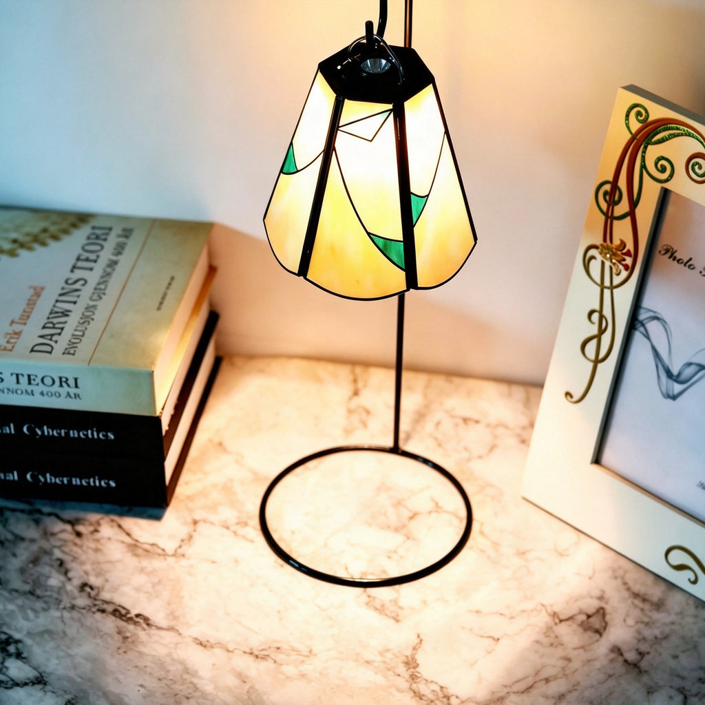 YAP Custom Made 2Pcs Stained Glass Copper Foil Inlay Replacement Lamp Shade, Chinese Geometric Lampshade