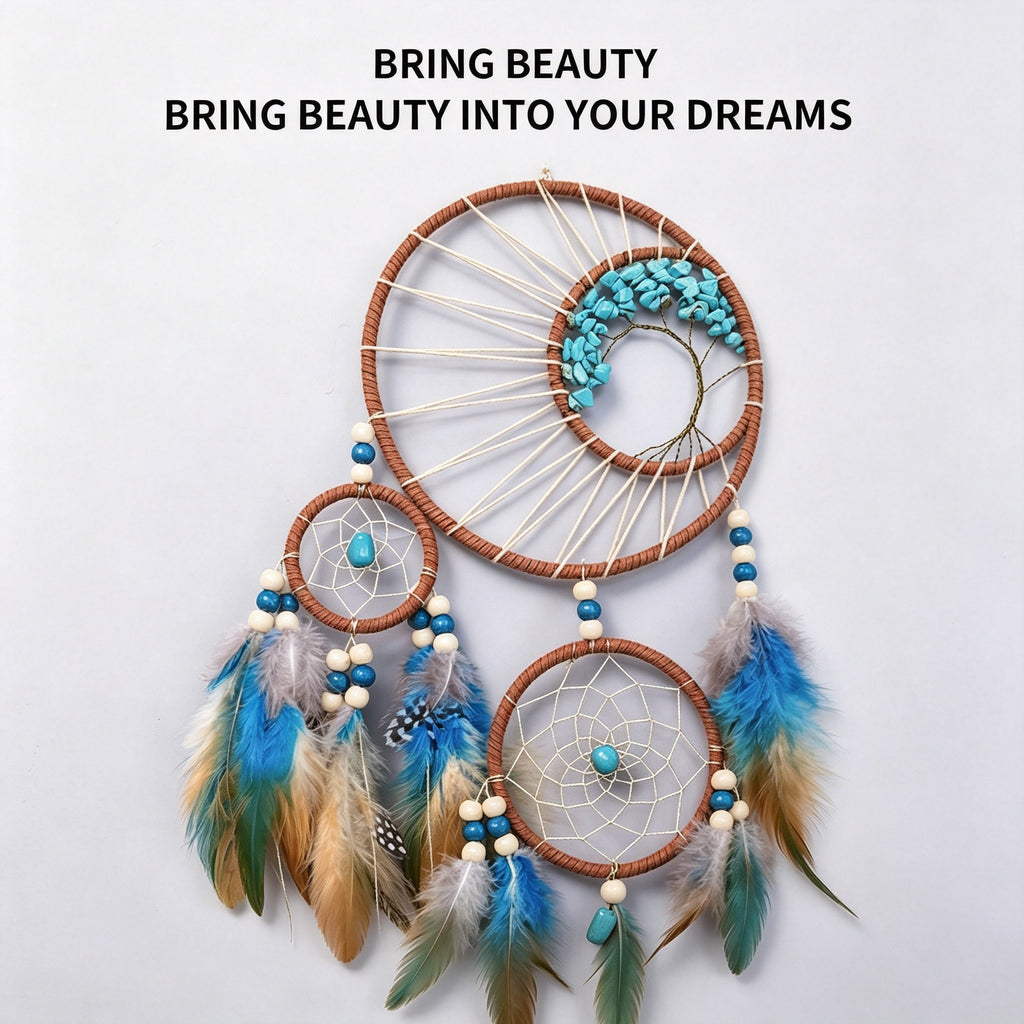 MGY Handmade Dream Catcher Wall Hanging Feather Bead Boho Home Wall Decor Gift