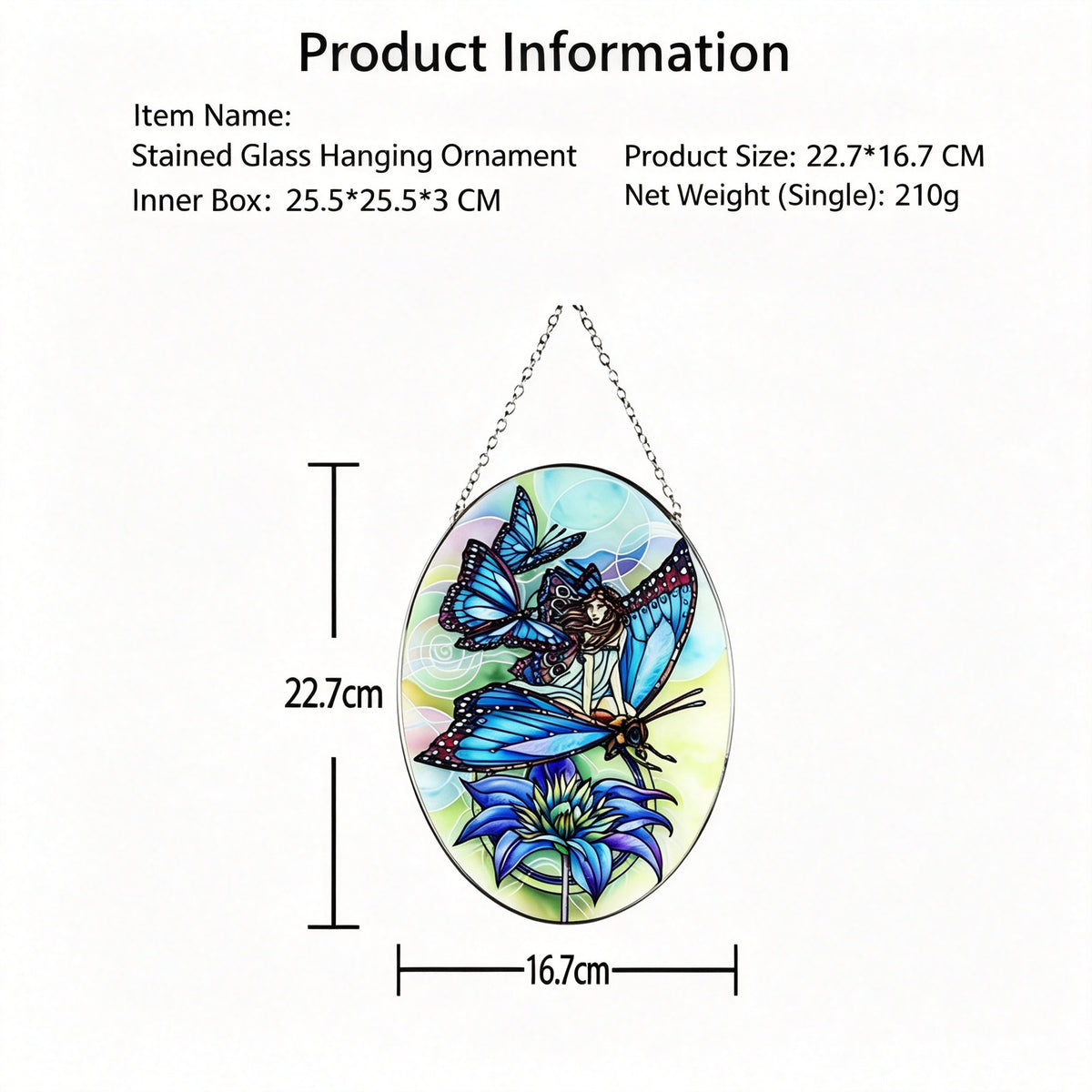 YAP Stained Glass Suncatcher Hanging Ornament, Angel Clover Window Wall Decor, Pastoral Home Gift