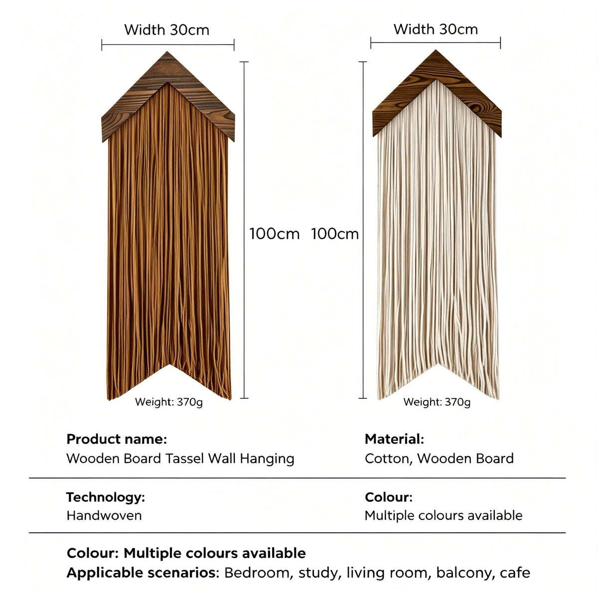 JXG Wooden Board Tassel Wall Hanging Boho Macrame Nordic Wall Decor for Home Hotel Airbnb