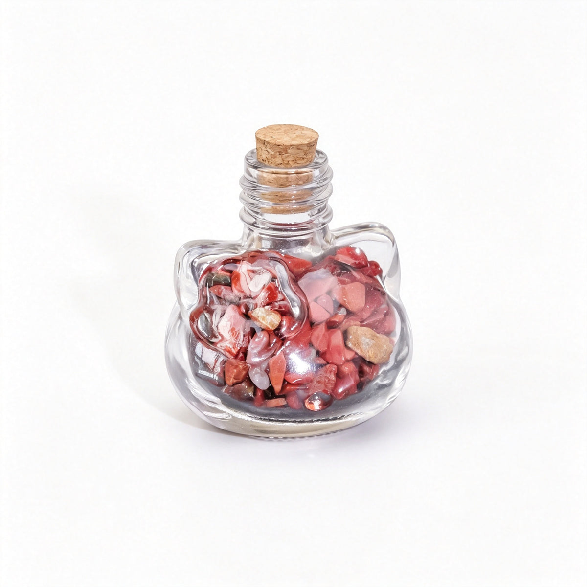 RYS Natural Crystal Chips Wish Bottle Cat Skull Shaped Glass Cork Bottle Halloween Home Decor Gift
