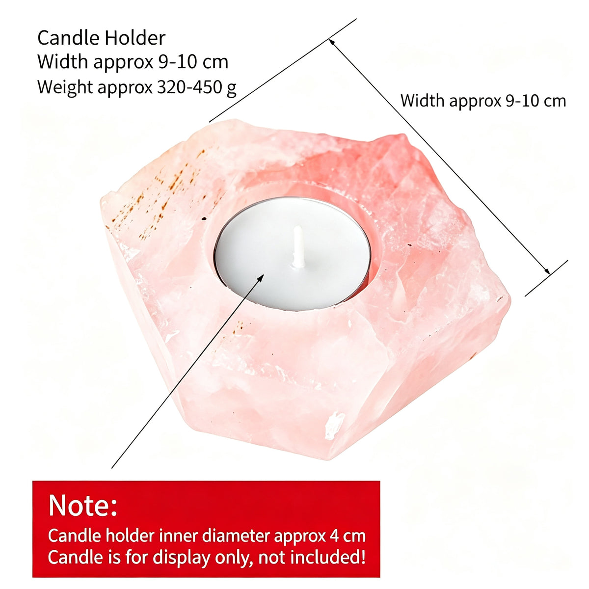 RYS Natural Raw Crystal Tealight Candle Holder, Amethyst Rose Quartz Citrine Fluorite Stone Incense Holder Base, Runyangshi Minimalist Crystal Decor Gift
