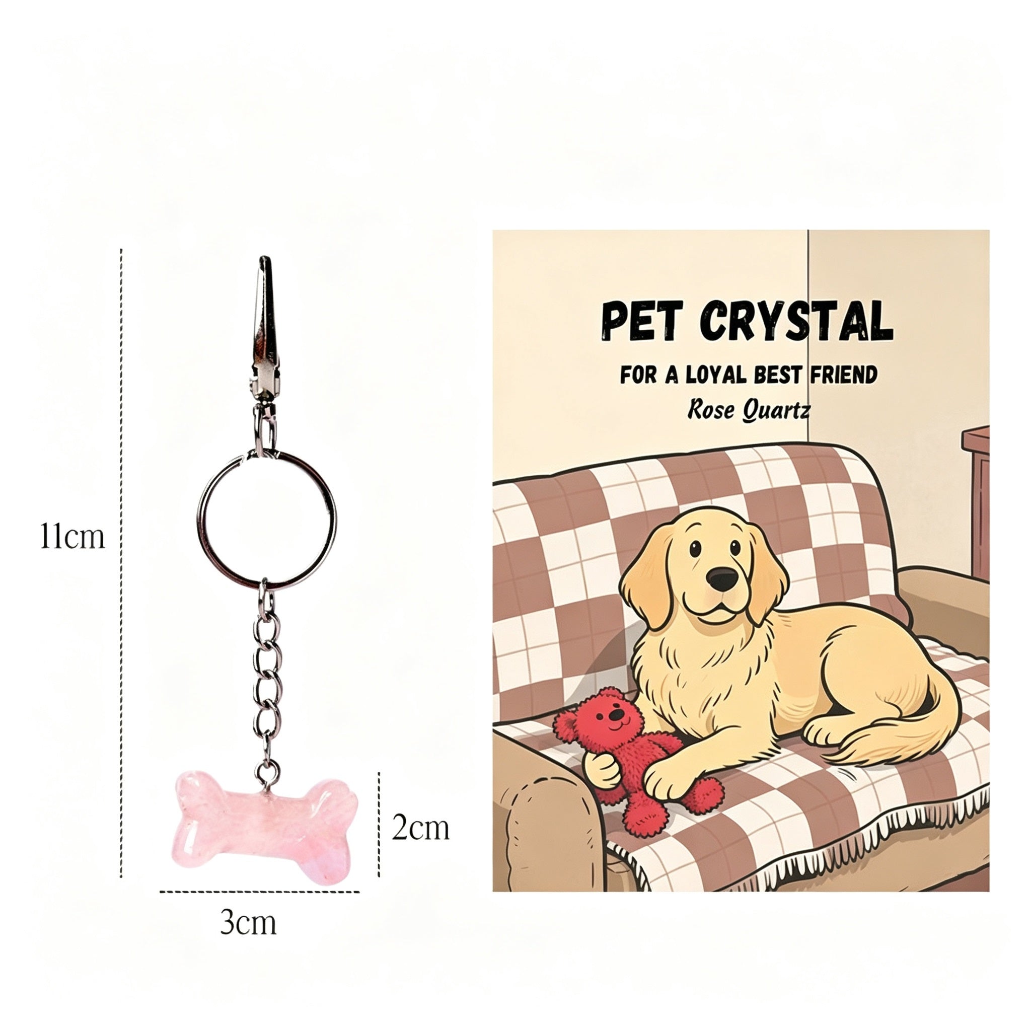 RYS Natural Crystal Bone Pet Keychain / Bag Charm