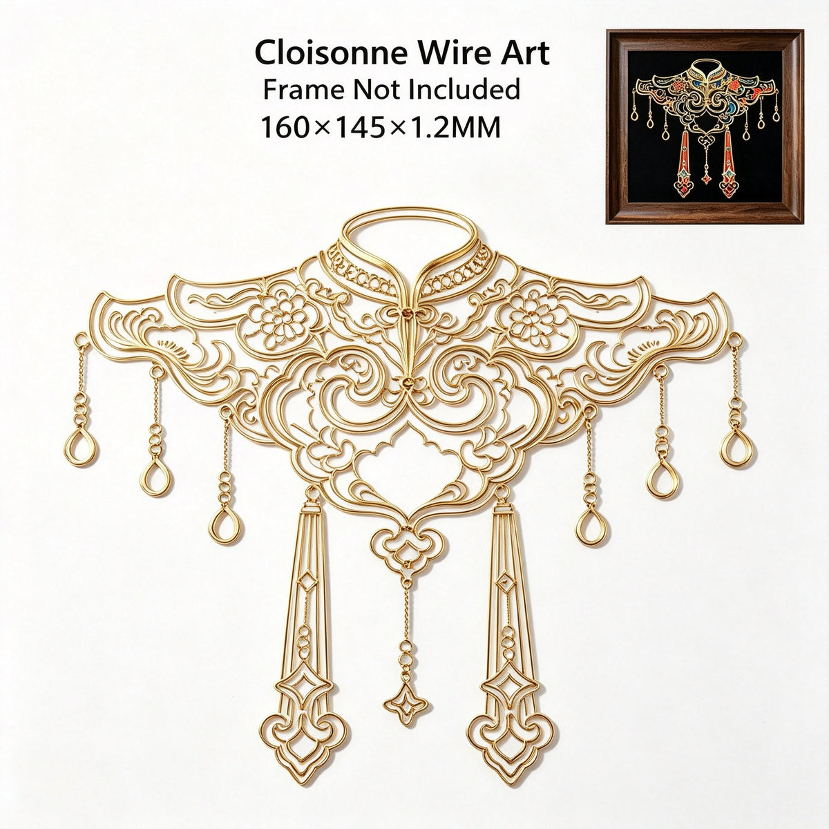 PXWG Chinese Cloud Shoulder Cloisonne DIY Craft Kit Non‑Heritage Enamel Wire Painting Handmade Cultural Activity Gift Home Wall Decor Ornament