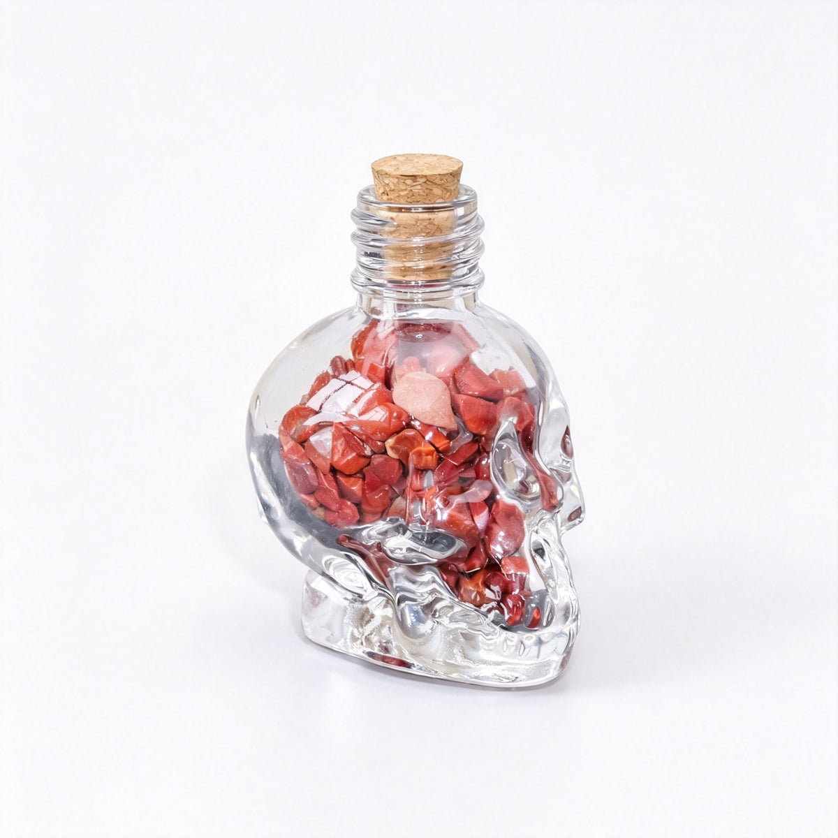 RYS Natural Crystal Chips Wish Bottle Cat Skull Shaped Glass Cork Bottle Halloween Home Decor Gift