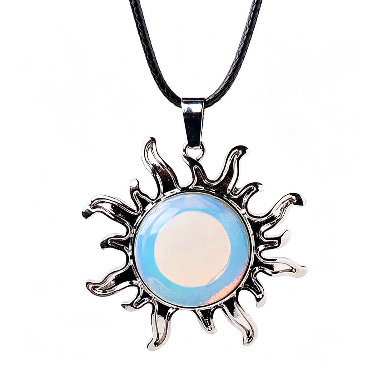 RYS Natural Gemstone Sun Pendant Vintage Alloy Charm for Necklace Jewelry Making