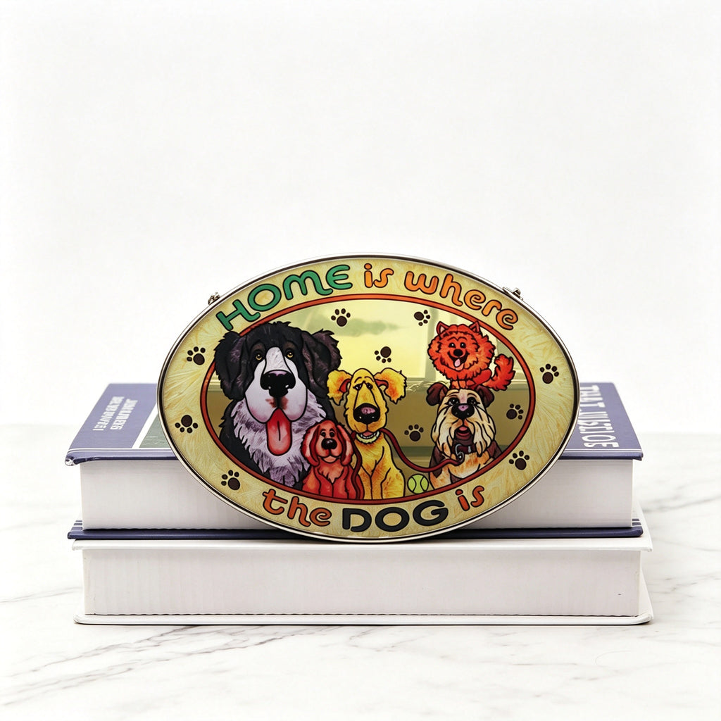YAP Dog Theme Stained Glass Suncatcher Hanging Ornament, Home Wall Decor Gift For Dog Lovers