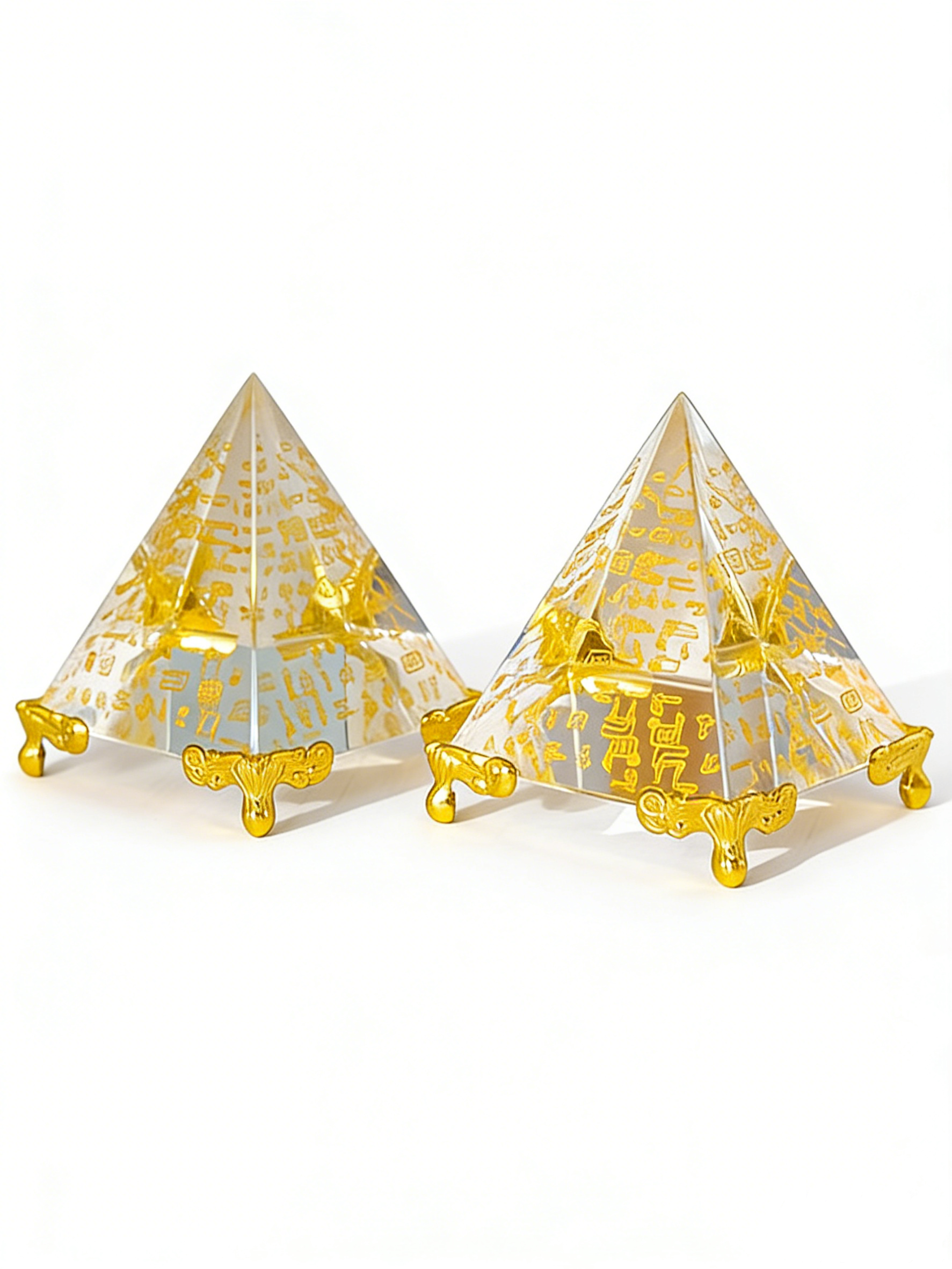 RYS Natural Obsidian & Clear Quartz Crystal Pyramid with Engraved Sutra | Meditation Energy Tower for Healing & Spiritual Decor