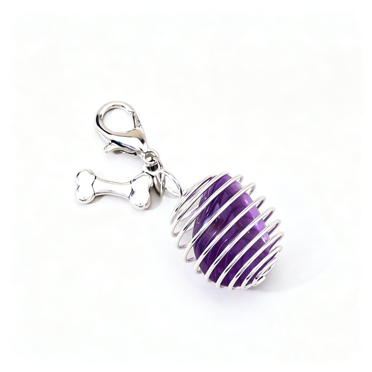 RYS Natural Amethyst Pet Pendant, DIY Crystal Keychain Bag Charm for Pets