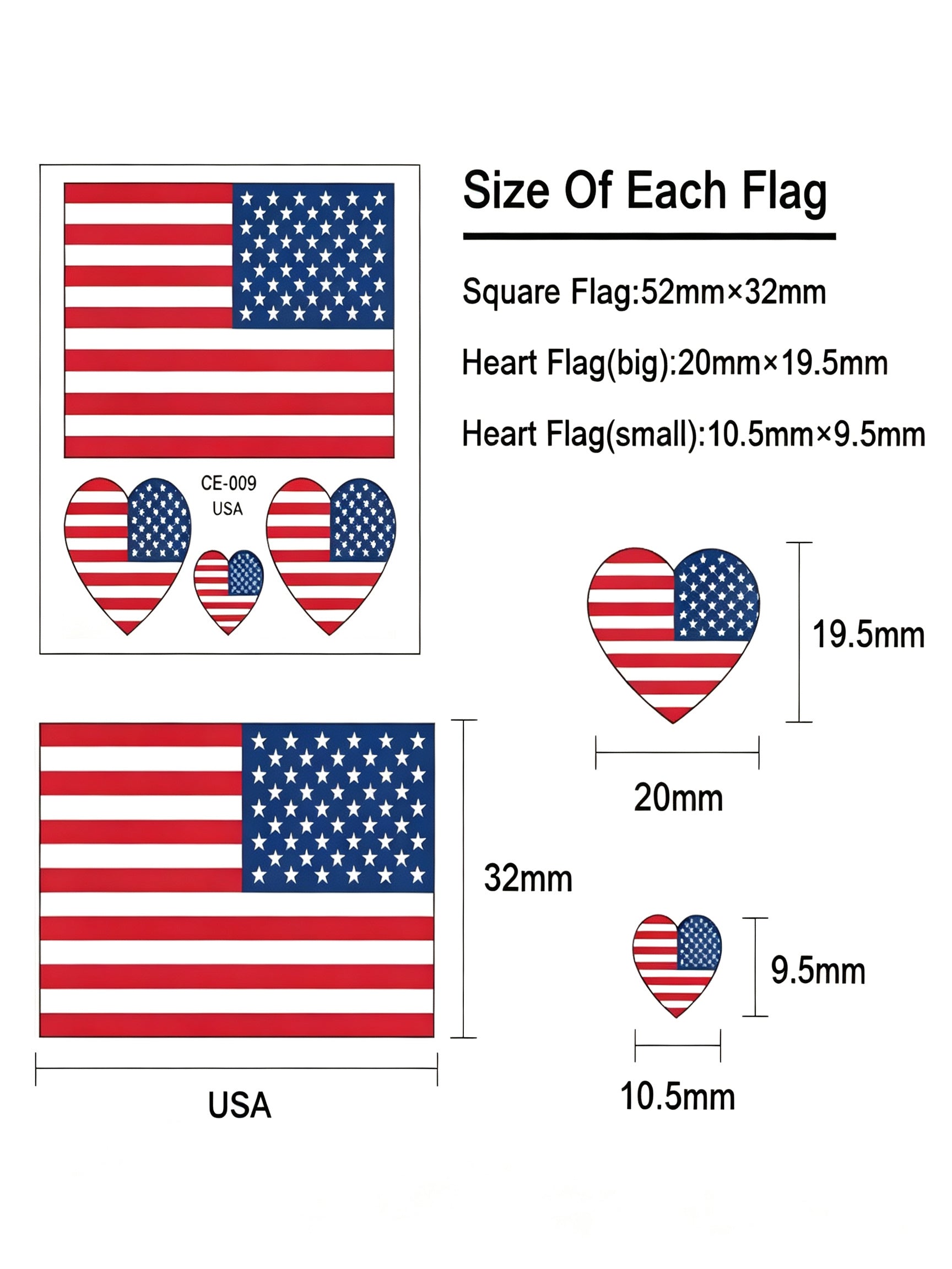 RCT Country Flag Waterproof Temporary Tattoos | Heart-Shaped Face Stickers for Sports & Fan Events